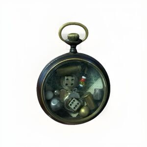 Vintage Pocket Watch Case Trinket Dice Dollar Repurposed Bullet Cuffs Custom